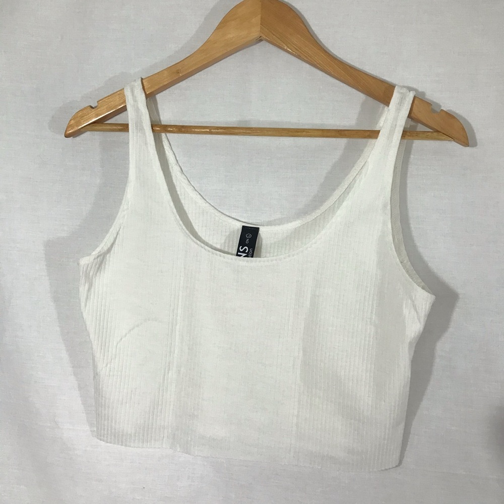 White Ribbed Crop top - Picture 4 of 7